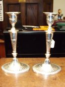 Pair of good quality silver plated candlesticks