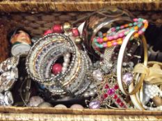 Basket of costume jewellery