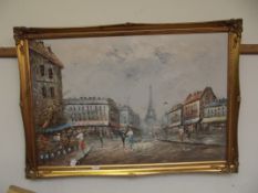 Large Parisian scene on canvas