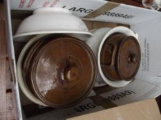 Box of ceramics to include crock pots
