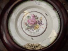 18th century hand painted and mounted plate with f