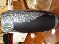 Glass vase clad with pewter