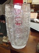 Large cut crystal vase
