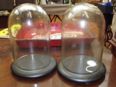 Pair of blown glass domes
