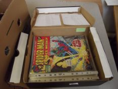 Box of Spiderman and Marvel vintage comics