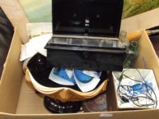 Assorted items to include a cash box and motor rel