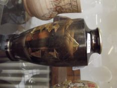 Brass vase with a Japanese scene