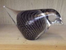 Swedish art glass bird, signed