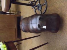 Leather Omersa style footstool in the form of a hi