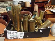 Large collection of WW1 WW2 shell cases
