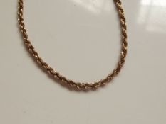 9 ct gold rope bracelet,