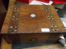 Victorian Tunbridge box and contents