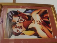 Large framed art deco style print