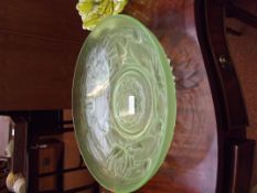 Bagley glass frosted green glass fruit bowl