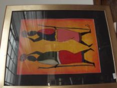 Framed signed African painting