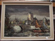 Impressionist style oil on canvas, signed