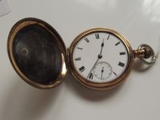 Gold plated full hunter pocket watch