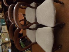 6 Victorian balloon back chairs on turned legs