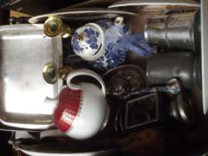 Mixed box to include brass candle sticks