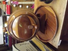 Treen barrel decanter and tray