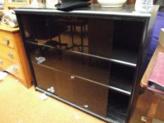 Solid wood cabinet with glazed sliding doors