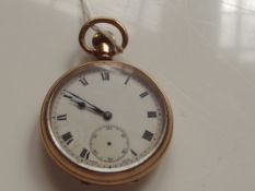 Gold plated open faced pocket watch, working