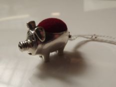Sterling silver pig pin cushion