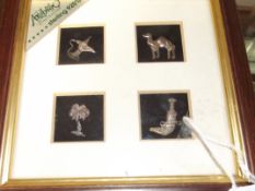Set of 4 mounted silver novelties
