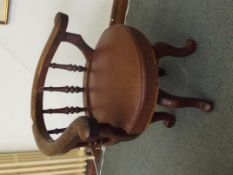 Early 20th century swivel desk chair with studded