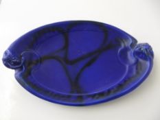 Bretby art nouveau dish in tones of blue and black