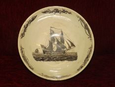 18th Century creamware (Liverpool?) fruit bowl wit