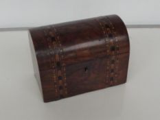 Victorian Tunbridge style tea caddy in walnut, hin