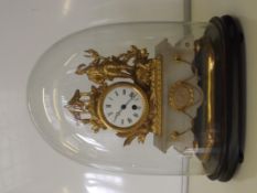 Late Victorian gilt spelter clock on alabaster pli