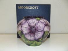 Moorcroft vase, squat form in the Petunia pattern,