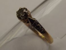 18 carat gold and solitaire diamond ring, size M