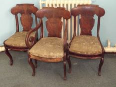Part set of three 19th century shield back dining