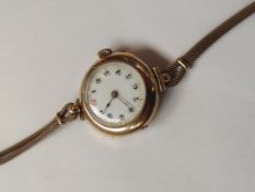 9 carat gold ladies wristwatch with 9 carat gold s