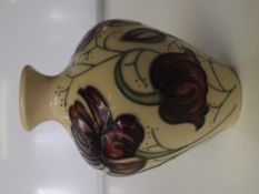 Moorcroft vase in the Chocolate Cosmos pattern, pa