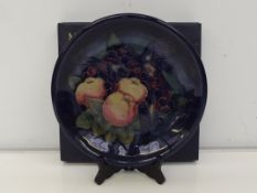 Moorcroft cabinet plate in the Blue Finches patter