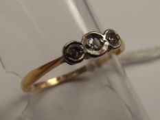 18ct yellow gold and platinum ring set with three