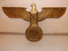 Brass reproduction German eagle wall plaque, signe