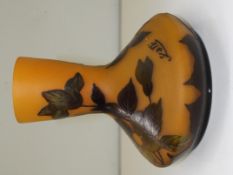 Galle Tip art nouveau style cameo glass vase, squa