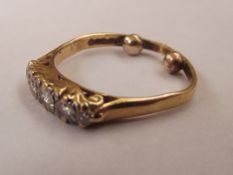 18 carat gold five stone diamond ring, size M (spl