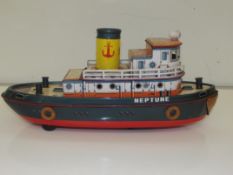 Tin plate steam boat made in Japan (1960's) in per