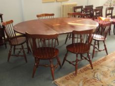 20th century D end mahogany dining table (with two