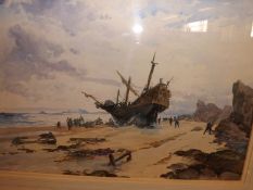 J.A. Christie watercolour shipwreck, signed. 30 cm