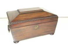 Early 19th century rosewood tea caddy, sarcophagus