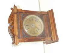 Late 19th century German oak cased mantel clock by