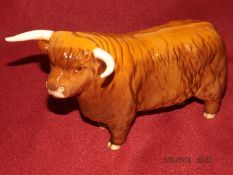 Beswick long horned highland cattle bull 12cm high