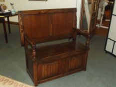 Metamorphic oak Monks bench, cup and cover support